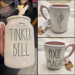 Rae Dunn Tinkerbell Pixie Dust Magic Trio Set - 1 coffee canister jar and 2 mugs